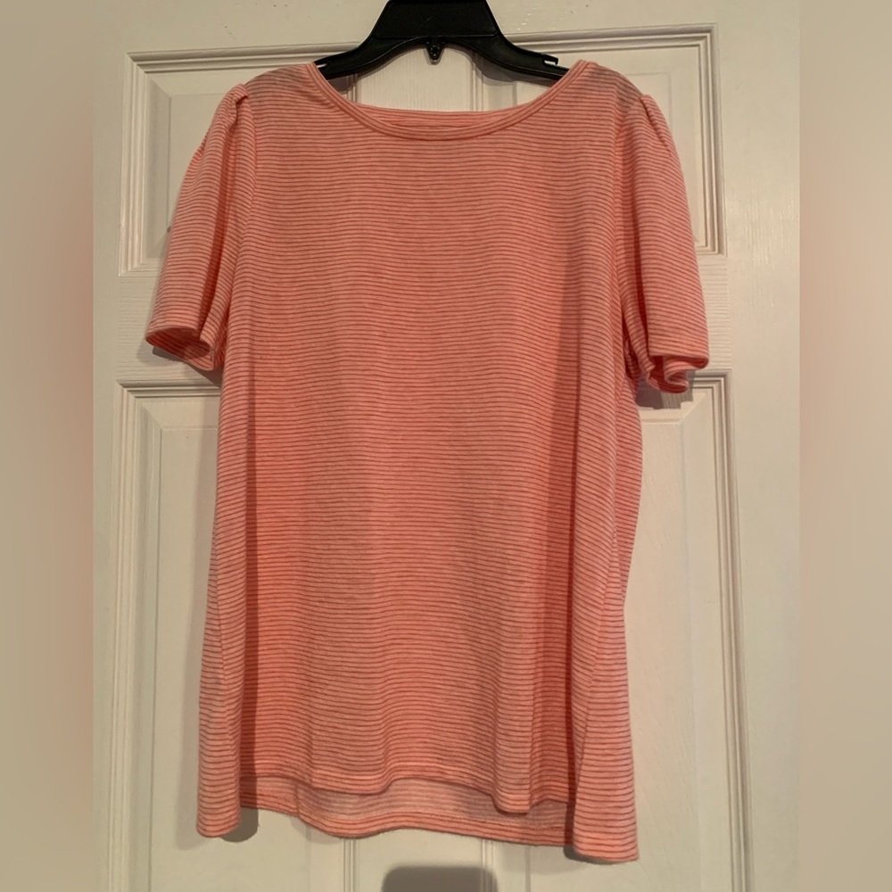 Loft blouse. Red and pink stripes. Cute sleeves